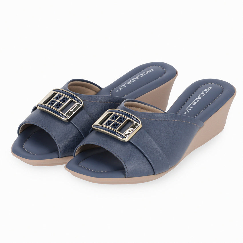 MID WEDGES SANDALS SLIP ON NAVY PICCADILLY