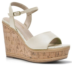 PLATFORM  WEDGE SANDALS  OFF WHITE VIA MARTE