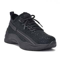 WOMAN TENNIS SHOES WEDGES SNEAKER KNIT LUX BLACK VIA MARTE