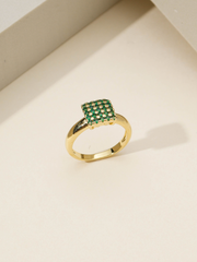 18K GOLD PLATED GREEN ZIRCONI RING 17