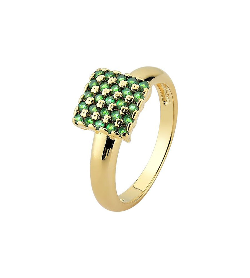 18K GOLD PLATED GREEN ZIRCONI RING 17