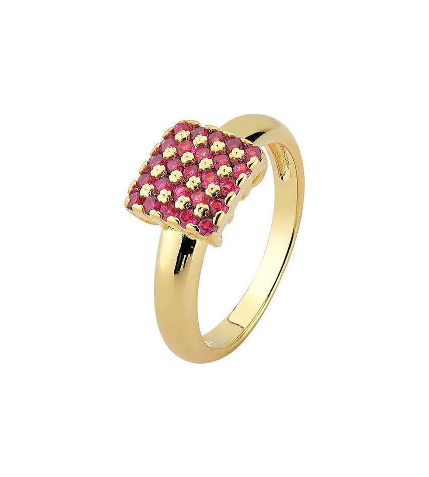 18K GOLD PLATED RED ZIRCONI RING 15