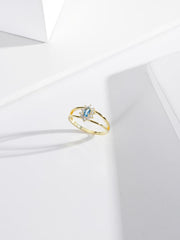 18K GOLD PLATED BLUE/WHITE ZIRCONI RING 19