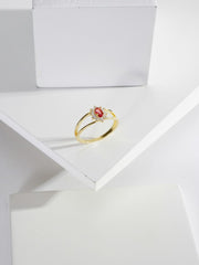 18K GOLD PLATED RED/WHITE ZIRCONI RING 15