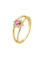 18K GOLD PLATED RED/WHITE ZIRCONI RING 15