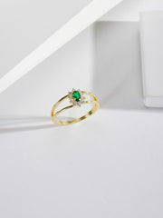 18K GOLD PLATED GREEN/WHITE ZIRCONI RING 19