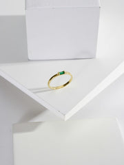 18K GOLD PLATED GREEN ZIRCONI RING 19