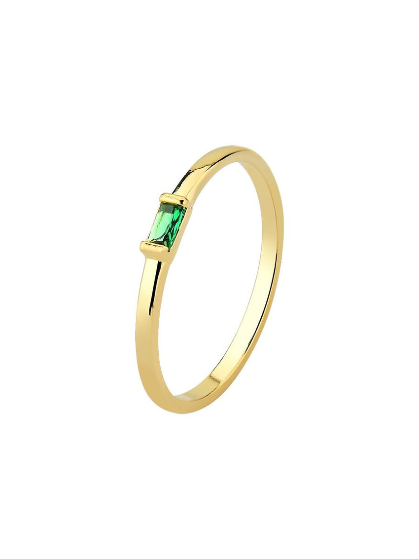 18K GOLD PLATED GREEN ZIRCONI RING 19