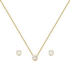 18K GOLD PLATED NECKLACE AND EARRING SET STONE ZIRCONI