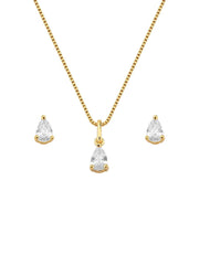 18K GOLD PLATED NECKLACE AND EARRING SET STONE ZIRCONI