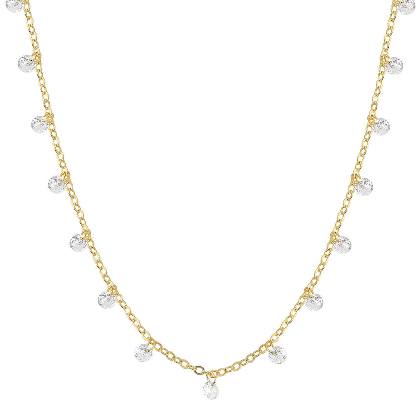 18K GOLD PLATED NECKLACE SPARKLING ROUND