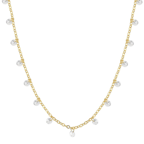 18K GOLD PLATED NECKLACE SPARKLING ROUND