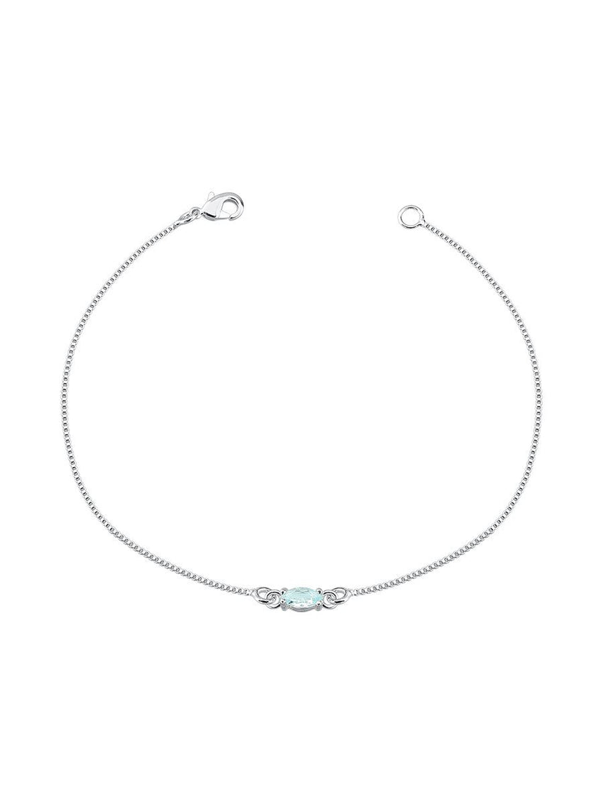 925 SILVER BRACELET STONE ZIRCONI AQUAMARINE