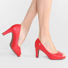 PEEP TOE STILLETO PUMP RED PELICA VIZZANO