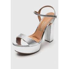 PLATFORM SANDALS HIGH HEEL SILVER METALLIC VIZZANO