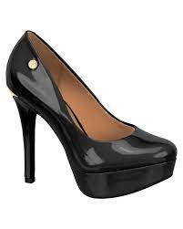 HIGH HEEL PLATAFORM STILLETO PUMP BLACK SHINE VIZZANO