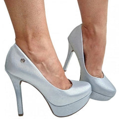 HIGH HEEL PLATAFORM STILLETO PUMP SILVER VIZZANO